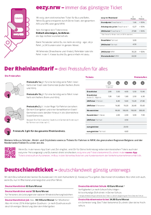 Preisübersicht im Rheinlandtarif