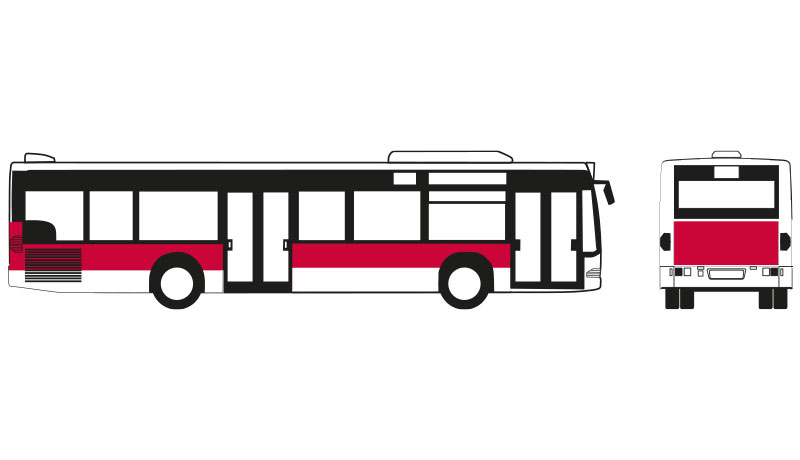 Grafik: Buswerbung Seitenband plus Heckklappe
