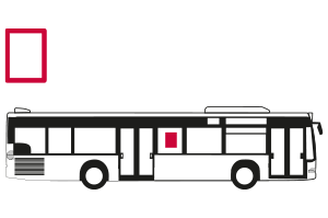 Grafik: Innenwerbung im Bus mit Seitenscheibenplakaten (doppelseitig)